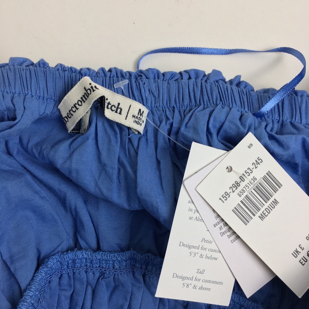 Abercrombie & Fitch Smocked Drop Waist Maxi Dress Puff Sleeve Event Holiday NWT - Picture 3 of 8